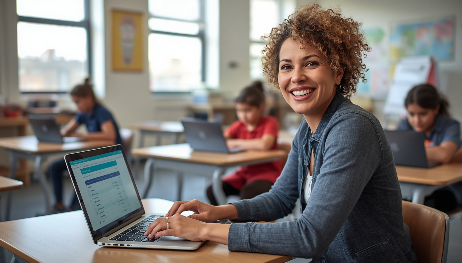 Teacher using EduFyn Teachers app